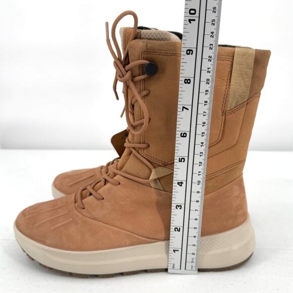 NWT Ecco Women's Tan Solice Leather Cashmere Insulated High Boots Size 39 - Picture 11 of 11